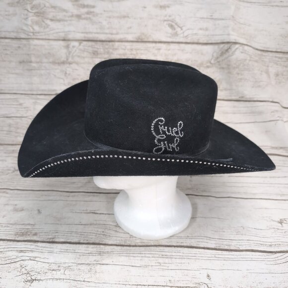 Cruel Girl Rhinestone Black Western Cowboy Cowgirl Hat Long Oval Medium main image 9